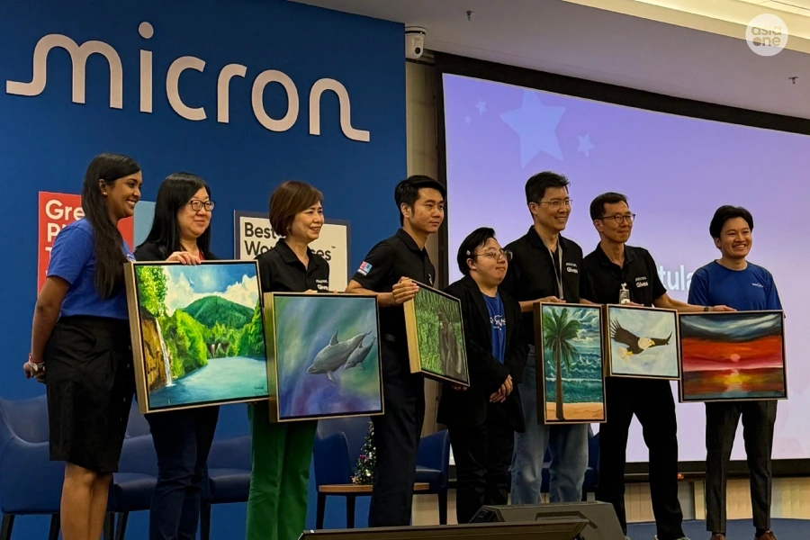 Aaron Tan speaking at the Make-A-Wish and Micron joint art auction event