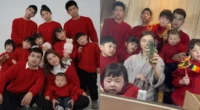 A Chinese couple with their 13 children aiming for a full 12 Zodiac sign family.