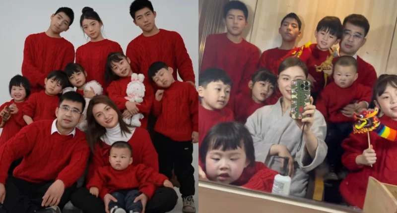A Chinese couple with their 13 children aiming for a full 12 Zodiac sign family.