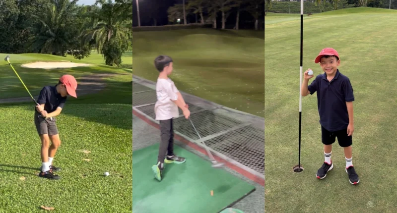 Henry and his father Marcus sharing a happy moment at the golf course.